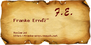 Franke Ernő névjegykártya